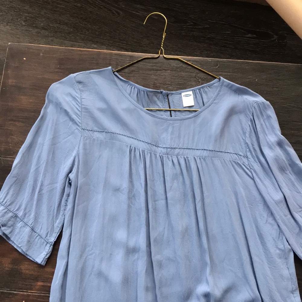 Powder blue 3/4 length blouse, size S